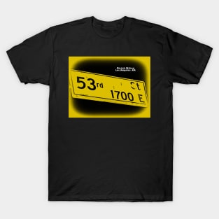 53rd Street, Los Angeles, California GOLDEN BLACK by Mistah Wilson T-Shirt